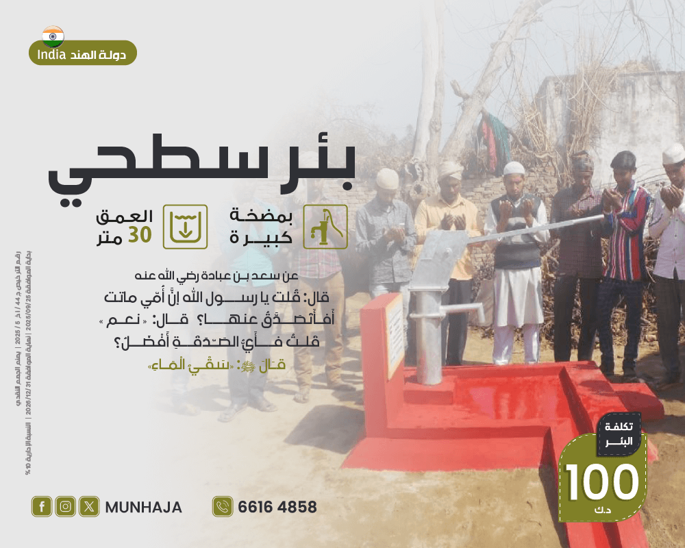 صورة بئر سطحي بمضخة يدوية كبيرة عمق 30م